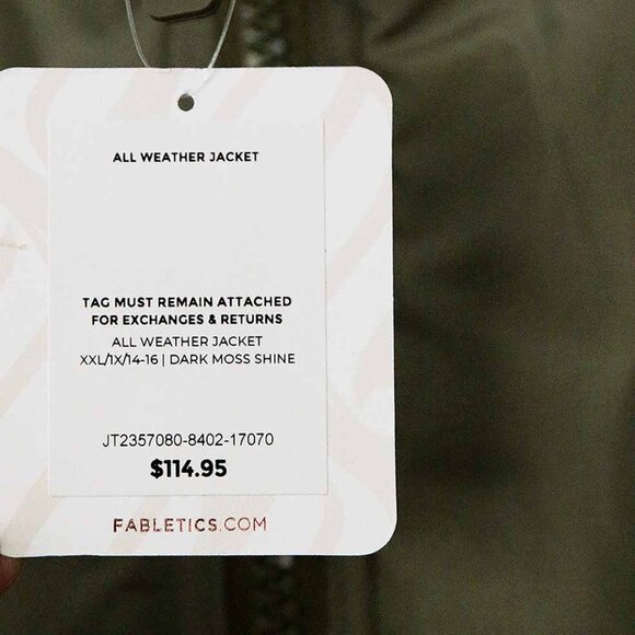 NEW Fabletics Khloe Kardashian All Weather Puffer Jacket Dark Moss Shine XXL 1X - Picture 9 of 16